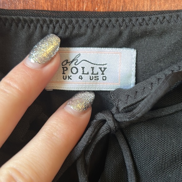 Body Con Oh Polly Ruched Mesh Black Dress :) Size UK 4 US 0 - Picture 1 of 5